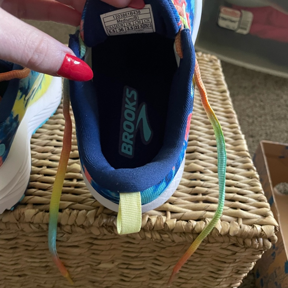 Brooks Revel Sneakers - Blue, Yellow, and Orange Tye Dye - Picture 8 of 9
